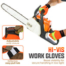 HANDLANDY Chainsaw Gloves, 12-Layer Saw Protection for Left Hand, Hi-Vis Leather Mechanic Yard Work Gloves with Touchscreen for Men 6366