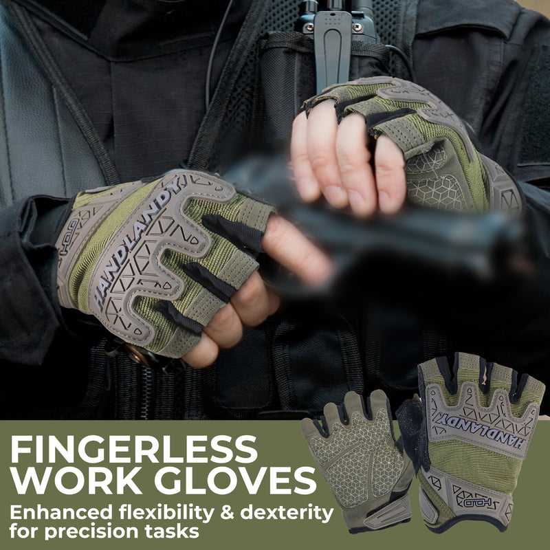 handschuhe mit fingerfrei HANDLANDY Fingerlose Arbeitshandschuhe für Herren, taktische Mechanik,