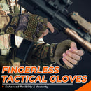 HANDLANDY Fingerless Work Gloves for Men, Padded Impact Tactical Mechanics Gloves 6313
