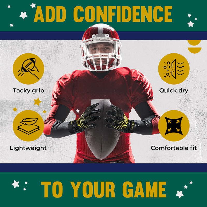 HANDLANDY Football Gloves, Sticky Receiver Gloves,Super Grip Football Glove Best Gift for Men,Women,Boys,Girls S805BG