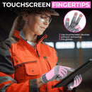 HANDLANDY Womens Work Gloves Safety Moving Utility Yard Pink 6035GP