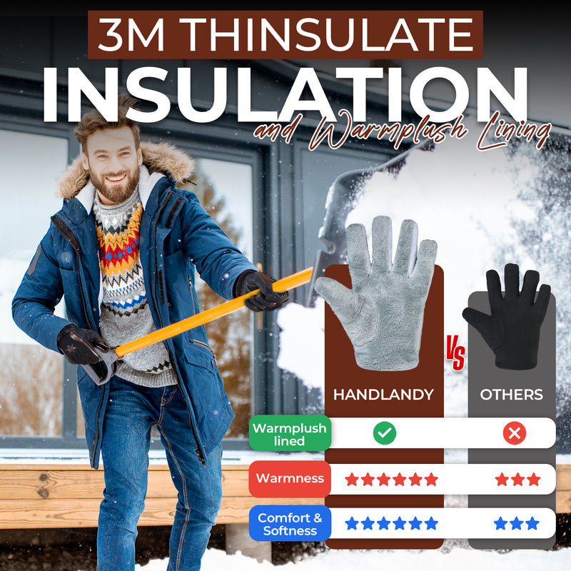 HANDLANDY Winter Work Gloves for Men Women, 3M Thinsulate Insulated, Waterproof Thermal Touchscreen Warm Grip Gloves for Cold Weather, Skiing, Snowboarding, Hiking 8040