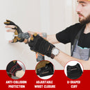 HANDLANDY  Fingerless Work Gloves for Men, Half Finger Working Glove Grip Shock-Absorbing Breathable Uwrist TPR Anti-collision Gloves for Mens & Women6355 6358