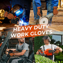 HANDLANDY Leather Work Gloves for Men and Women, Utility Tough Cowhide Glove for Gardening 12121