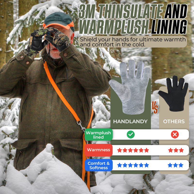 HANDLANDY Winter Gloves for Men Women - 3M Thinsulate Insulated Waterproof Camo Hunting Cold Weather Gloves, for Hiking, Skiing, Fishing, Outdoor Work, Best Winter Gift 8041