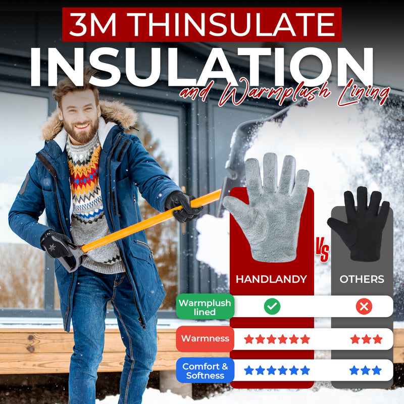 HANDLANDY Winter Work Gloves for Men Women, 3M Thinsulate Insulated, Waterproof Thermal Touchscreen Warm Grip Gloves for Cold Weather, Skiing, Snowboarding, Hiking 8040