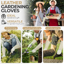 Handlandy Men Women Gardening Gloves Breath Pigskin Leather Long 5067（5/7/9 Pairs）