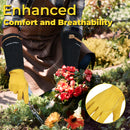 HANDLANDY Long Gardening Gloves for Men & Women, Cowhide Leather Rose Pruning Gloves, Breathable Thorn Proof Gauntlet Glove  5220