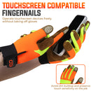 HANDLANDY Chainsaw Gloves, 12-Layer Saw Protection for Left Hand, Hi-Vis Leather Mechanic Yard Work Gloves with Touchscreen for Men 6366