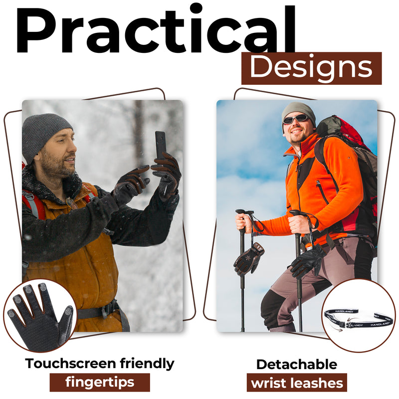 HANDLANDY Winter Work Gloves for Men Women, 3M Thinsulate Insulated, Waterproof Thermal Touchscreen Warm Grip Gloves for Cold Weather, Skiing, Snowboarding, Hiking 8040