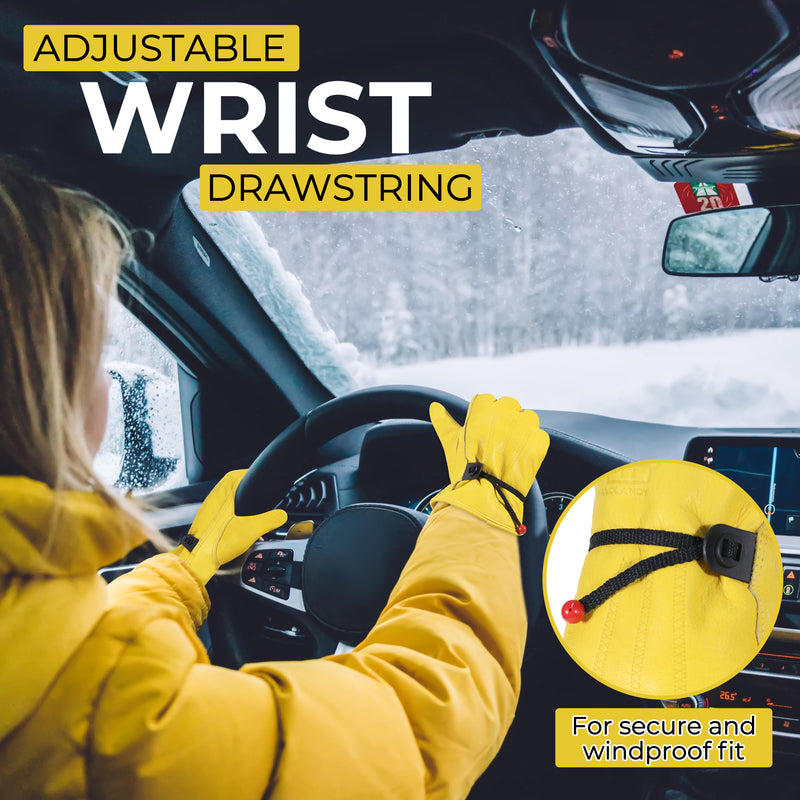 HANDLANDY Winter Water Repellent Insulated Leather Work Gloves 12107 12110