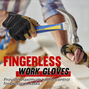 HANDLANDY  Fingerless Work Gloves for Men, Half Finger Working Glove Grip Shock-Absorbing Breathable Uwrist TPR Anti-collision Gloves for Mens & Women6355 6358