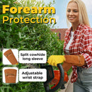 HANDLANDY Long Gardening Gloves for Men & Women, Cowhide Leather Rose Pruning Gloves, Breathable Thorn Proof Gauntlet Glove  5220