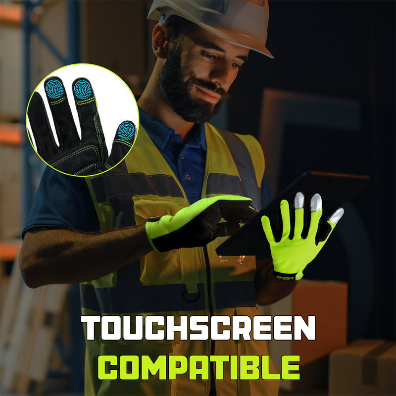 HANDLANDY Mens Work Gloves Touch screen Flexible Breathable 5972