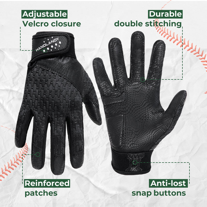 HANDLANDY Baseball Batting Gloves for Adult Youth, Grip Breathable Softball Batting Gloves Fit Men Kids Boys Girls 836