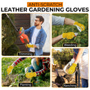 HANDLANDY Leather Work Gloves for Men & Women, Reinforced Durable Garden Gloves, Cowhide Working Glove for Gardening, Landscaping, Yard Work & Driving 1211/12123