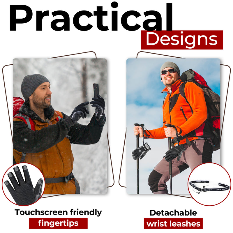 HANDLANDY Winter Work Gloves for Men Women, 3M Thinsulate Insulated, Waterproof Thermal Touchscreen Warm Grip Gloves for Cold Weather, Skiing, Snowboarding, Hiking 8040