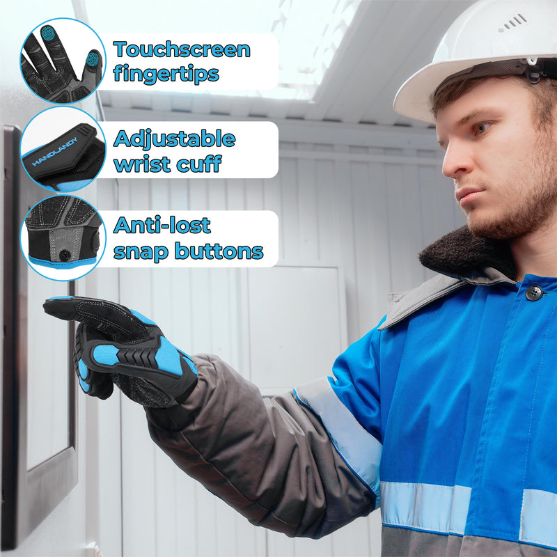 HLDD HANDLANDY Gloves For Protection Against Accidents, Insulated Winter Work Gloves for Men, 3m Thinsulate Thermal Impact Gloves with Touchscreen for Cold Weather 6102/6103/6105