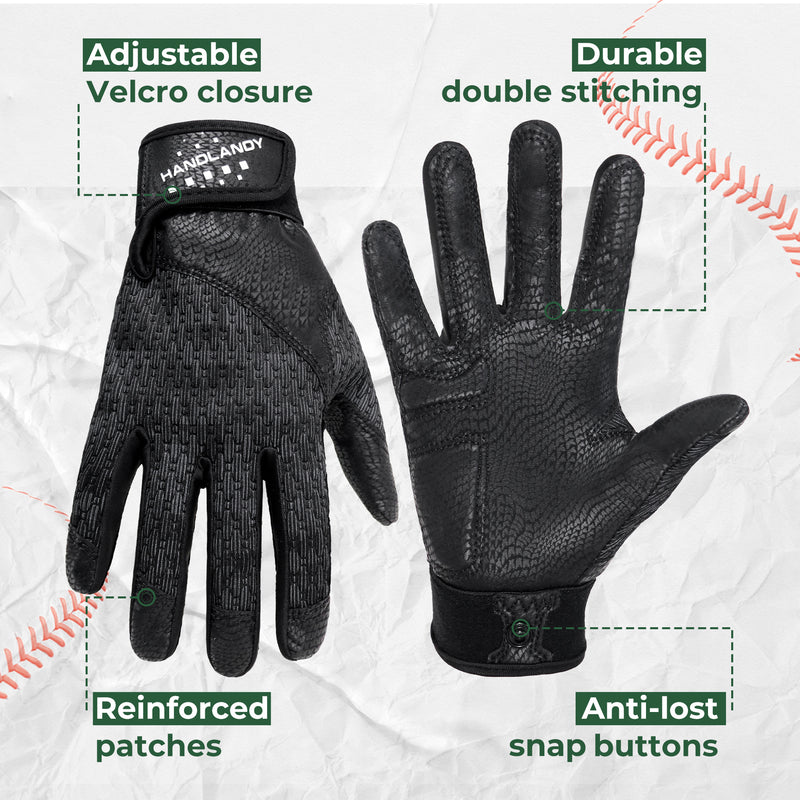 HANDLANDY Baseball Batting Gloves for Adult Youth, Grip Breathable Softball Batting Gloves Fit Men Kids Boys Girls 836