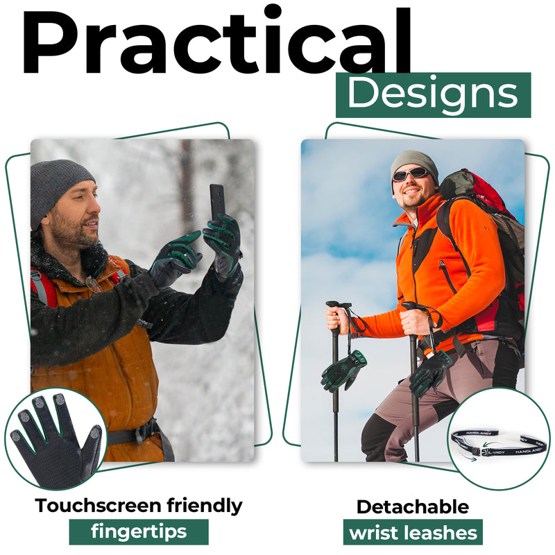 HANDLANDY Winter Work Gloves for Men Women, 3M Thinsulate Insulated, Waterproof Thermal Touchscreen Warm Grip Gloves for Cold Weather, Skiing, Snowboarding, Hiking 8040