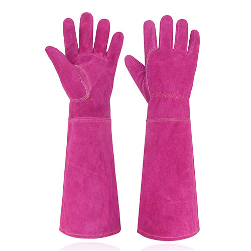 Handlandy Bundle - 2 Pairs of Pruning Gloves Long & Ladies Leather Gardening Gloves, Thorn Proof Gauntlet Gloves