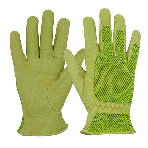 Handlandy Bundle - 2 Pairs of Pigskin Leather Rose Pruning Gloves & Leather Gardening Gloves for Women, Breathable and Flexible Yard Working Gloves