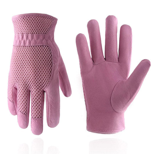 HANDLANDY Bundle - 2 Pairs Ultralight Work Gloves Women with Leather Work Gloves Women