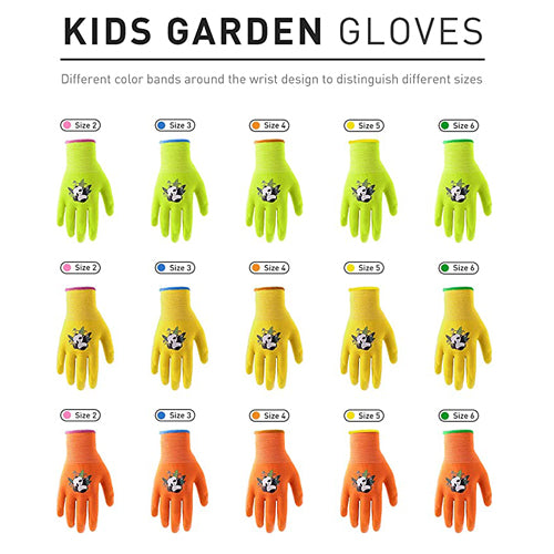 HANDLANDY Wholesale Kids Gardening Gloves Latex Free Nitrile Coated 51404142 (120 Pairs)