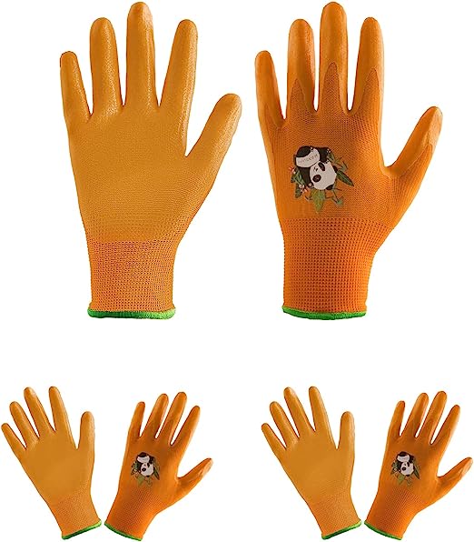 Handlandy Children Gardening Gloves with Rubber Coated Palm 51404142 (3/6/12 Pairs)