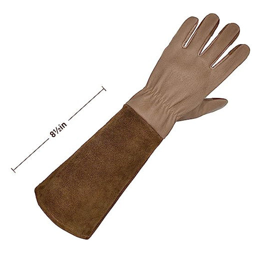 Handlandy Bundle - 2 Pairs of Pigskin Leather Rose Pruning Gloves & Leather Gardening Gloves for Women