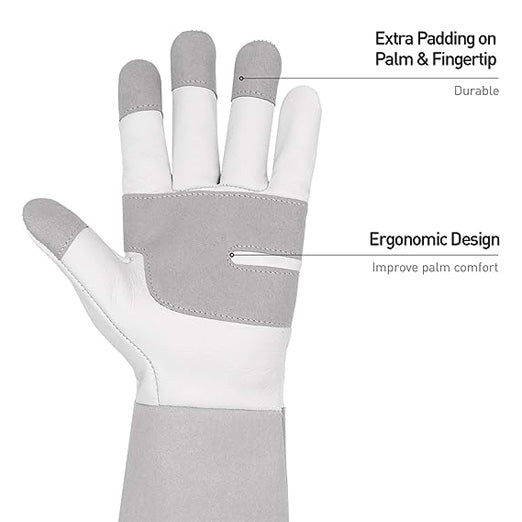 HANDLANDY Bundle: 2 Pairs Long Sleeve Leather Gardening Gloves, Gardening Gloves for Women