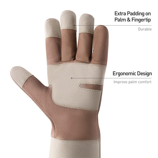 Handlandy Bundle - 2 Pairs of Long Pigskin Leather Pruning Gloves & Cowhide Leather Gardening Gloves for Men & Women, Breathable & Durable Gauntlet Gloves
