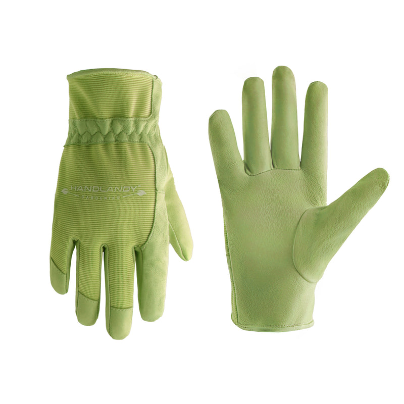 Handlandy Bundle - 2 Pairs of Pigskin Leather Rose Pruning Gloves & Leather Gardening Gloves for Women