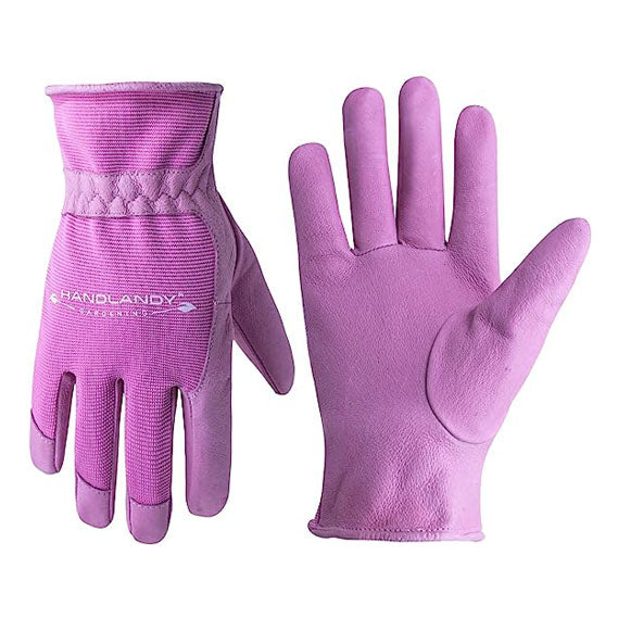 Handlandy Bundle - 2 Pairs of Pigskin Leather Rose Pruning Gloves & Leather Gardening Gloves for Women, Breathable and Flexible Yard Working Gloves