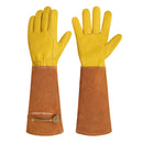 HANDLANDY Long Gardening Gloves for Men & Women, Cowhide Leather Rose Pruning Gloves, Breathable Thorn Proof Gauntlet Glove  5220