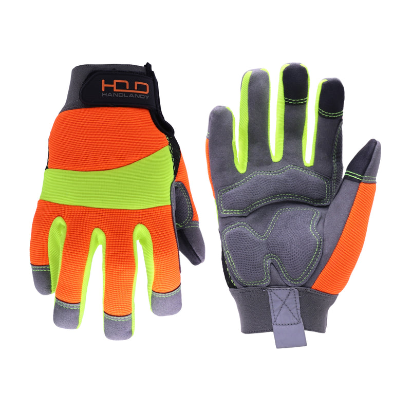 Handlandy Bundle - 2 Pairs:Mens Work Gloves Touch screen, Synthetic Leather Utility Gloves