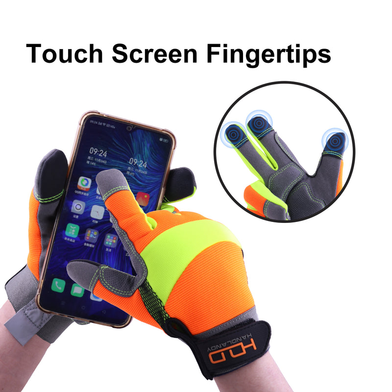 Handlandy Bundle - 2 Pairs:Mens Work Gloves Touch screen, Synthetic Leather Utility Gloves