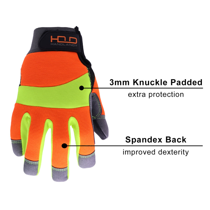 Handlandy Bundle - 2 Pairs:Mens Work Gloves Touch screen, Synthetic Leather Utility Gloves