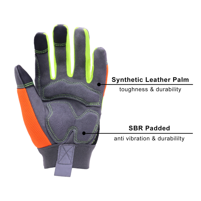 Handlandy Bundle - 2 Pairs:Mens Work Gloves Touch screen, Synthetic Leather Utility Gloves