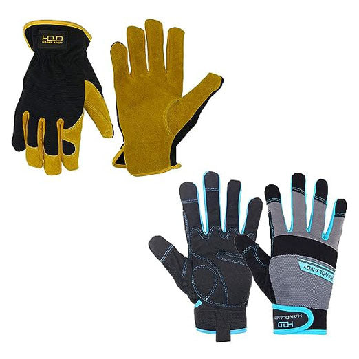 Handlandy Bundle - 2 Pairs Breathable Gardening Gloves & Work Gloves for Men & Women