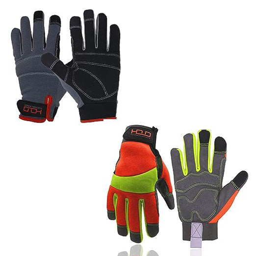 Handlandy Bundle - 2 Pairs:Mens Work Gloves Touch screen, Synthetic Leather Utility Gloves