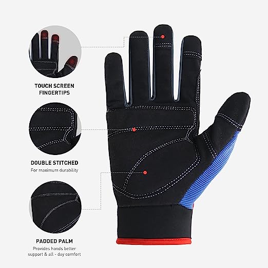 Handlandy Men Work Gloves Touch Screen Car Repair Construction 5972BL