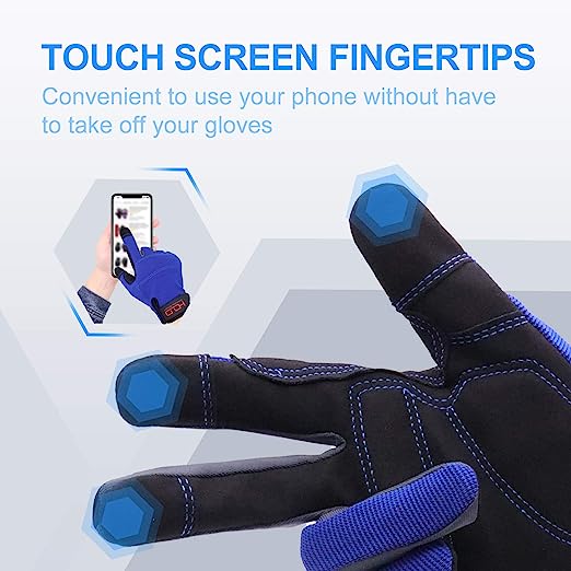 Handlandy Men Work Gloves Touch Screen Car Repair Construction 5972BL