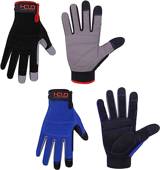 Handlandy Men Work Gloves Touch Screen Car Repair Construction 5972BL