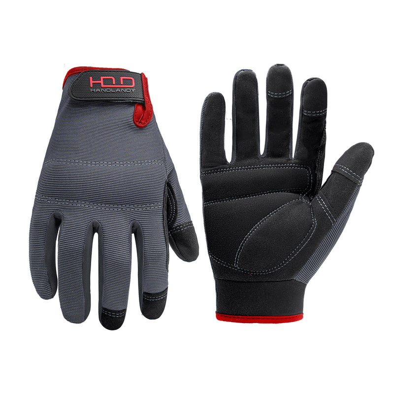 Handlandy Bundle - 2 Pairs of Utility Mechanic Working Gloves for Men & Women, Flexible Breathable Yard Work Gloves Touch Screen
