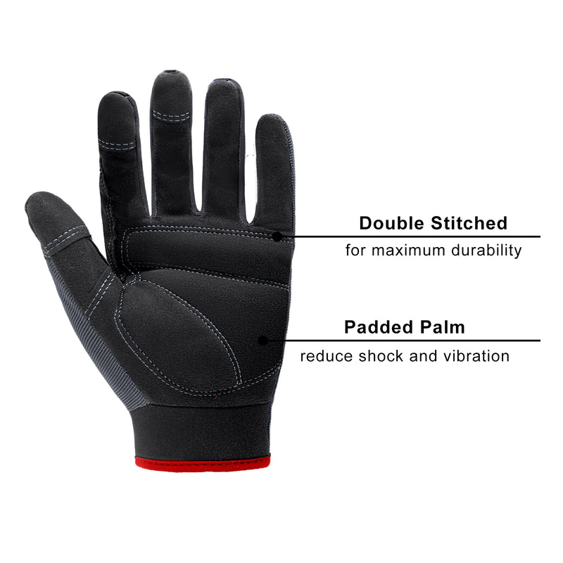 Handlandy Mens Work Gloves Anti Vibration Synthetic Leather Palm 5972