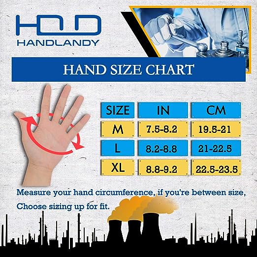 Handlandy Mens Work Gloves Anti Vibration Synthetic Leather Palm 5972