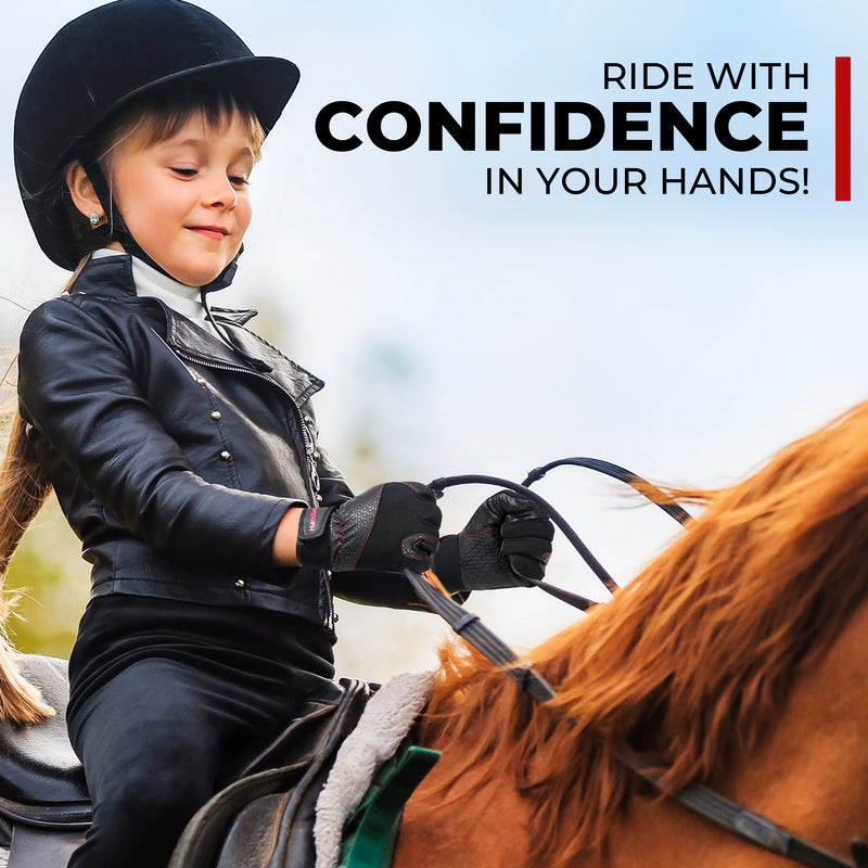 HANDALNDY Horse Riding Gloves, Equestrian Gloves Kids for Girls Boys, Horseback Riding Gloves with Fleece Lined for Riding, Biking, Cycling KS825
