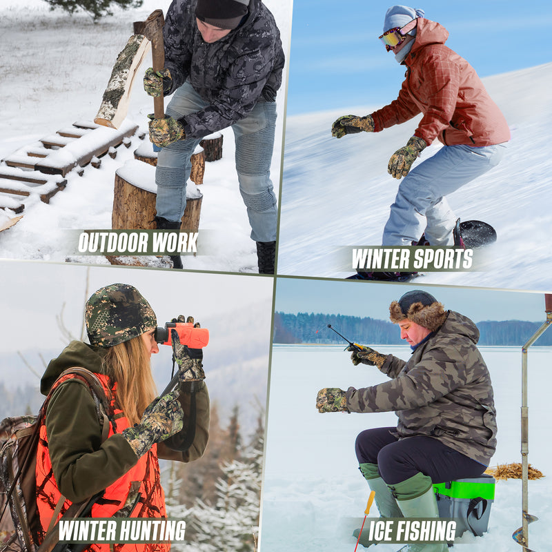HANDLANDY Winter Gloves for Men Women - 3M Thinsulate Insulated Waterproof Camo Hunting Cold Weather Gloves, for Hiking, Skiing, Fishing, Outdoor Work, Best Winter Gift 8041