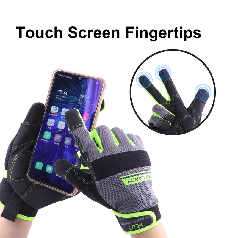 Handlandy Bundle - 2 Pairs: Rose Pruning Long Gardening Gloves, Mechanic Working Touch Screen Yard Work Gloves